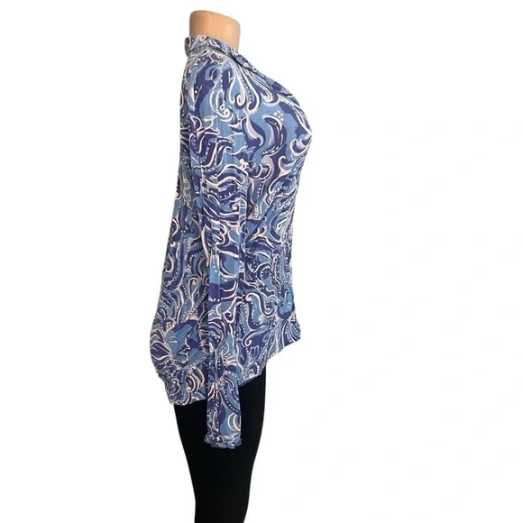 Lilly Pulitzer PJ Button Front Knit Ruffle Top Blue - Picture 4 of 10